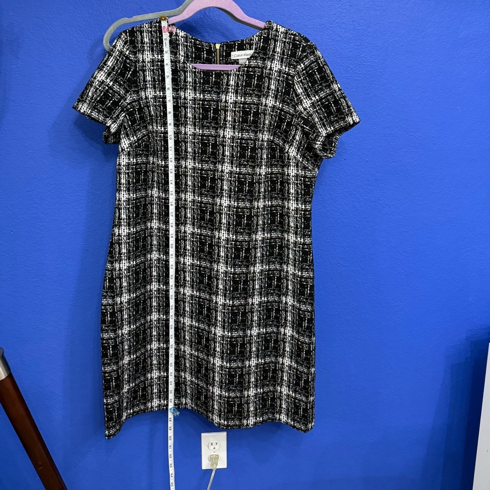 Calvin Klein black and white shift dress